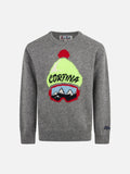 Maglione Douglas grigio melange con jacquard cappello Cortina