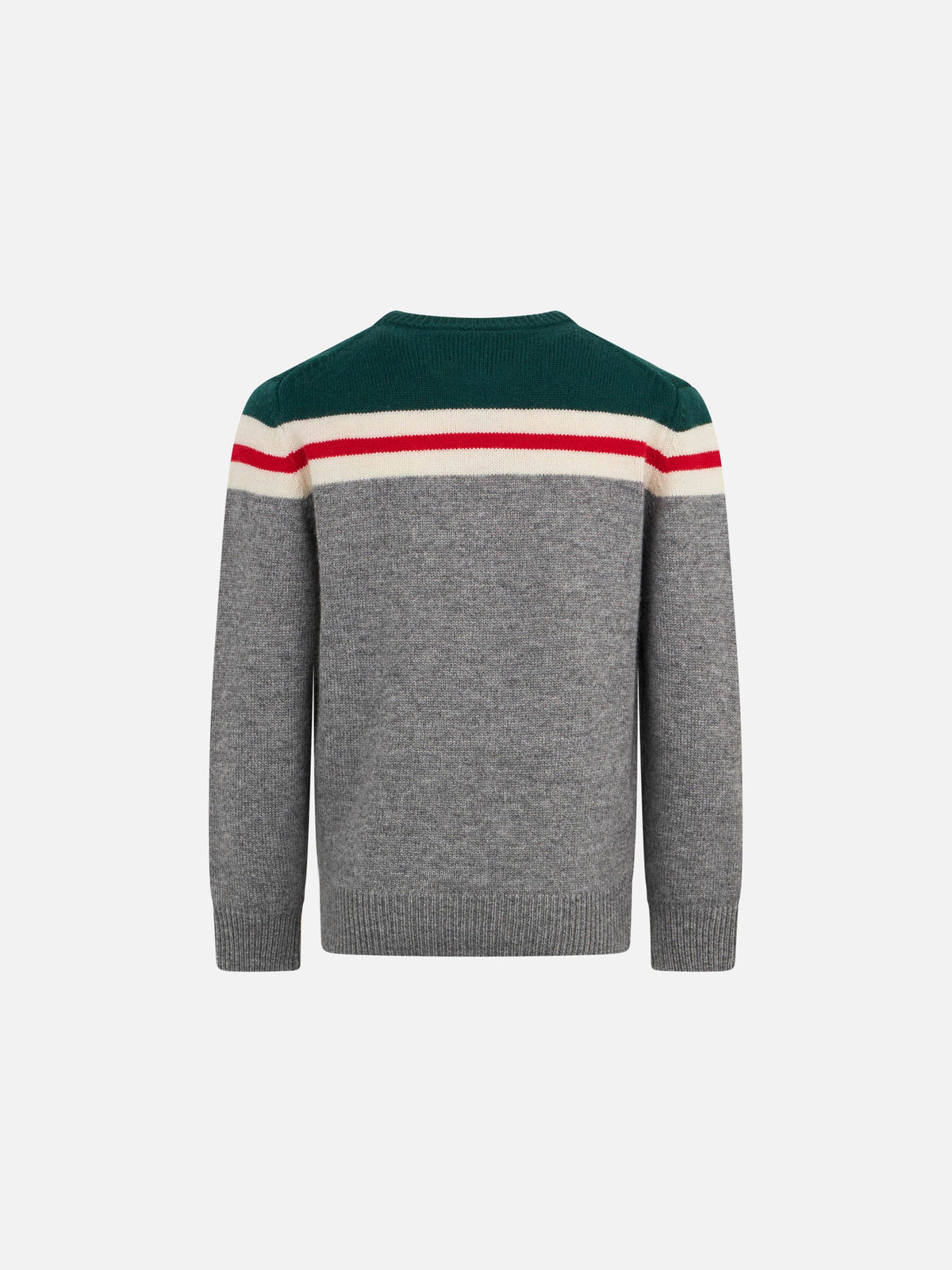Maglia girocollo Douglas Ski verde e grigia con patch St. Barth Ski Club