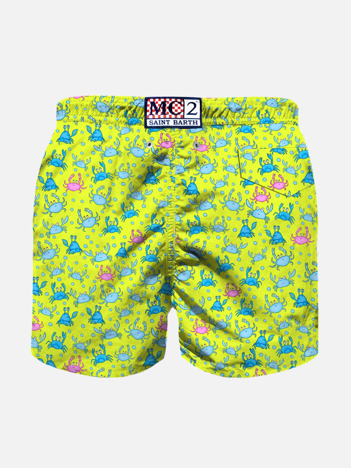 Costume mare Jean Lighting giallo fluo con stampa all-over granchi