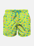 Costume mare Jean Lighting giallo fluo con stampa all-over granchi