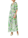 Abito lungo Bliss verde con stampa palme