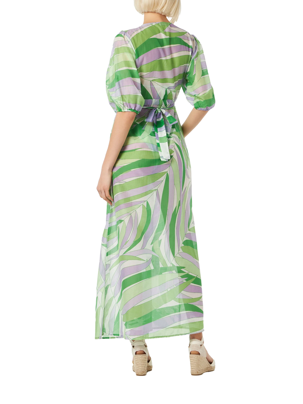 Abito lungo Bliss verde con stampa palme