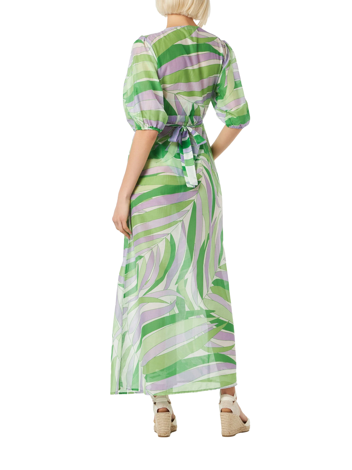 Abito lungo Bliss verde con stampa palme