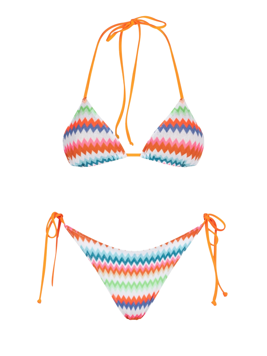 Bikini Leah Virgo triangolo fantasia chevron fluo