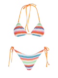 Bikini Leah Virgo triangolo fantasia chevron fluo