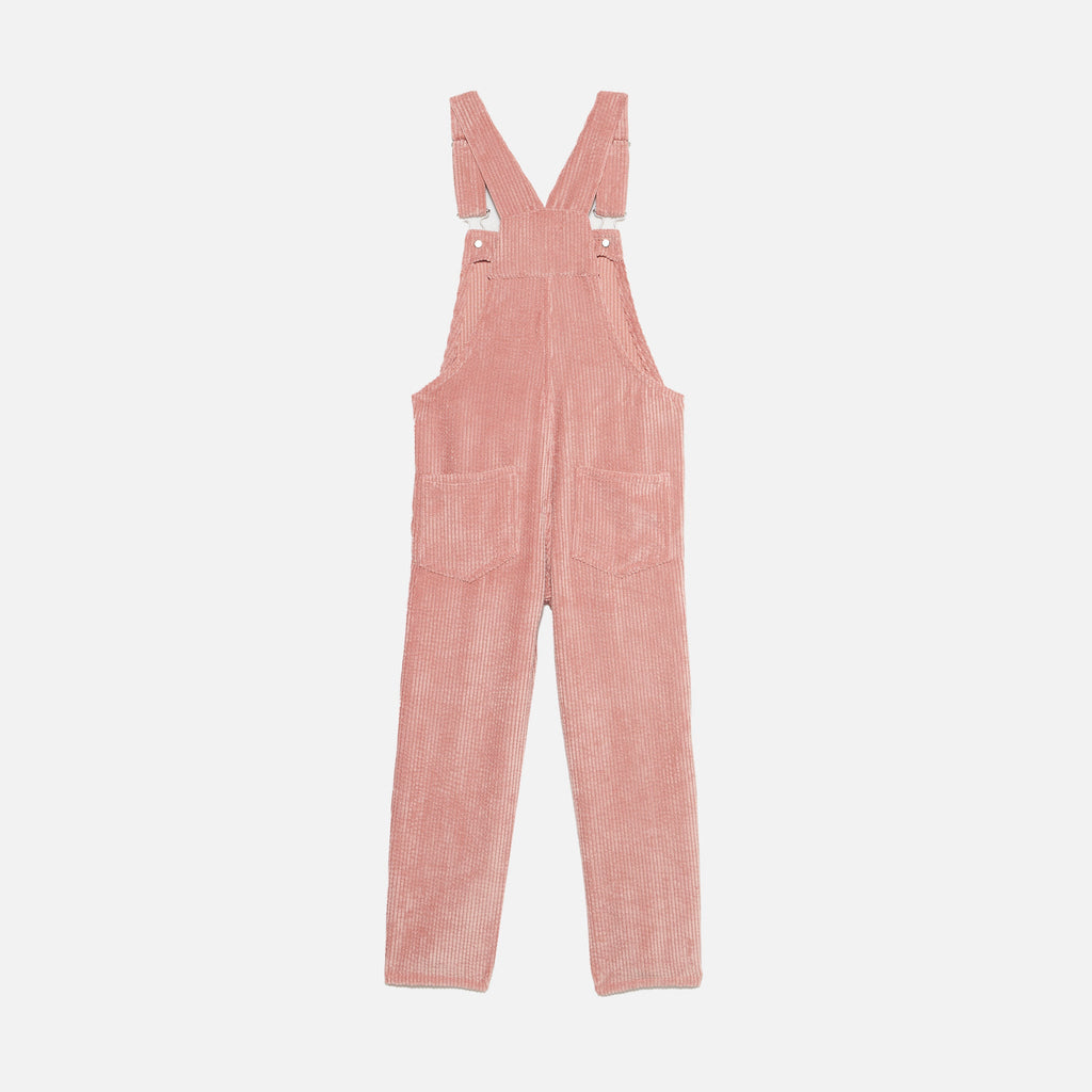 Salopette Melisse rosa in velluto a coste con ricamo logo