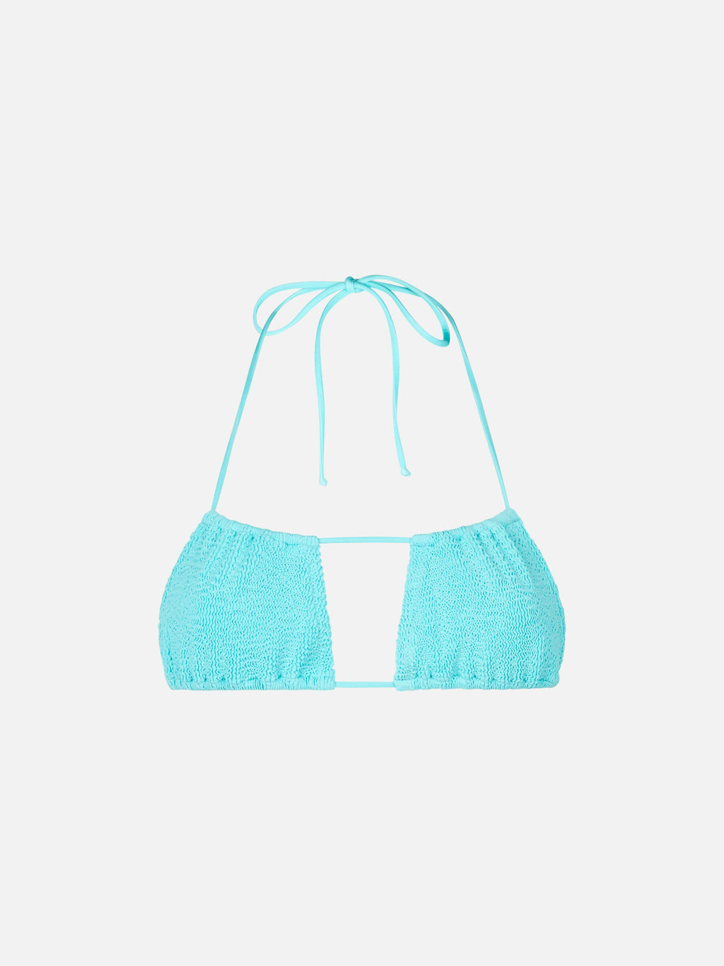 Top bikini Lyam verde acqua in tessuto crinkle