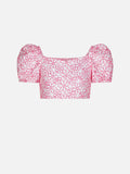 Top corto Delia Jr bianco con ricamo margherite