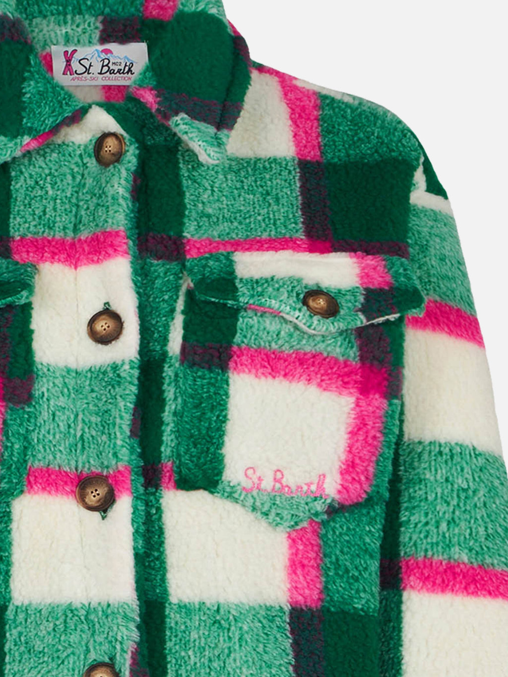 Overshirt Elys Jr in sherpa con stampa tartan