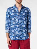 Camicia Pamplona blu navy in lino con stampa floreale product image 1