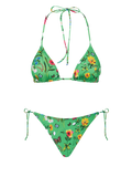 Bikini Leah Virgo triangolo stampa floreale verde e rosa