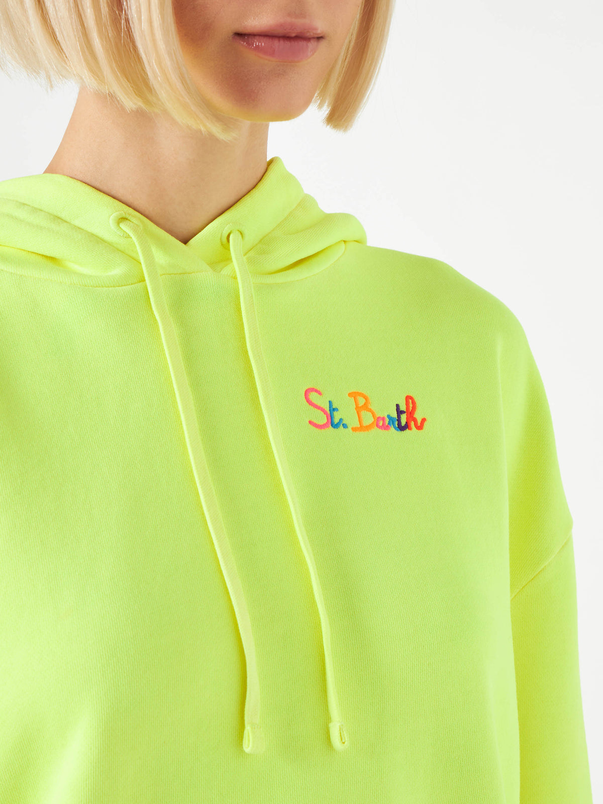 Felpa con cappuccio Mindy Light giallo fluo ricamo logo product image 4