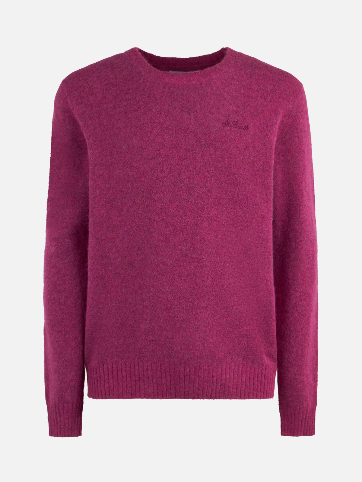 Maglia girocollo Heron fucsia con ricamo logo