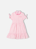 Abito Queenie bianco e rosa con motivo vichy e ricamo logo