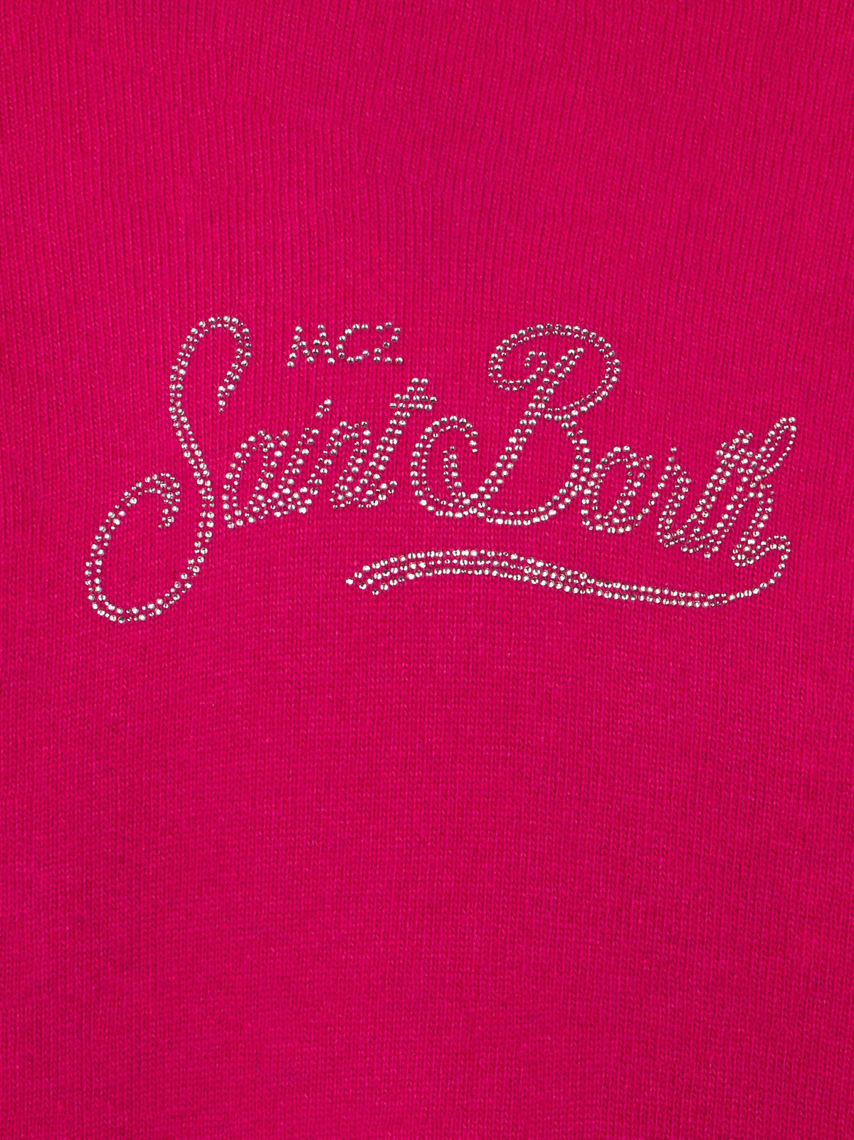 Maglia con cappuccio Meg Crop Jr fucsia ricamo in strass product image 3
