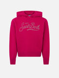 Maglia con cappuccio Meg Crop Jr fucsia ricamo in strass product image 1