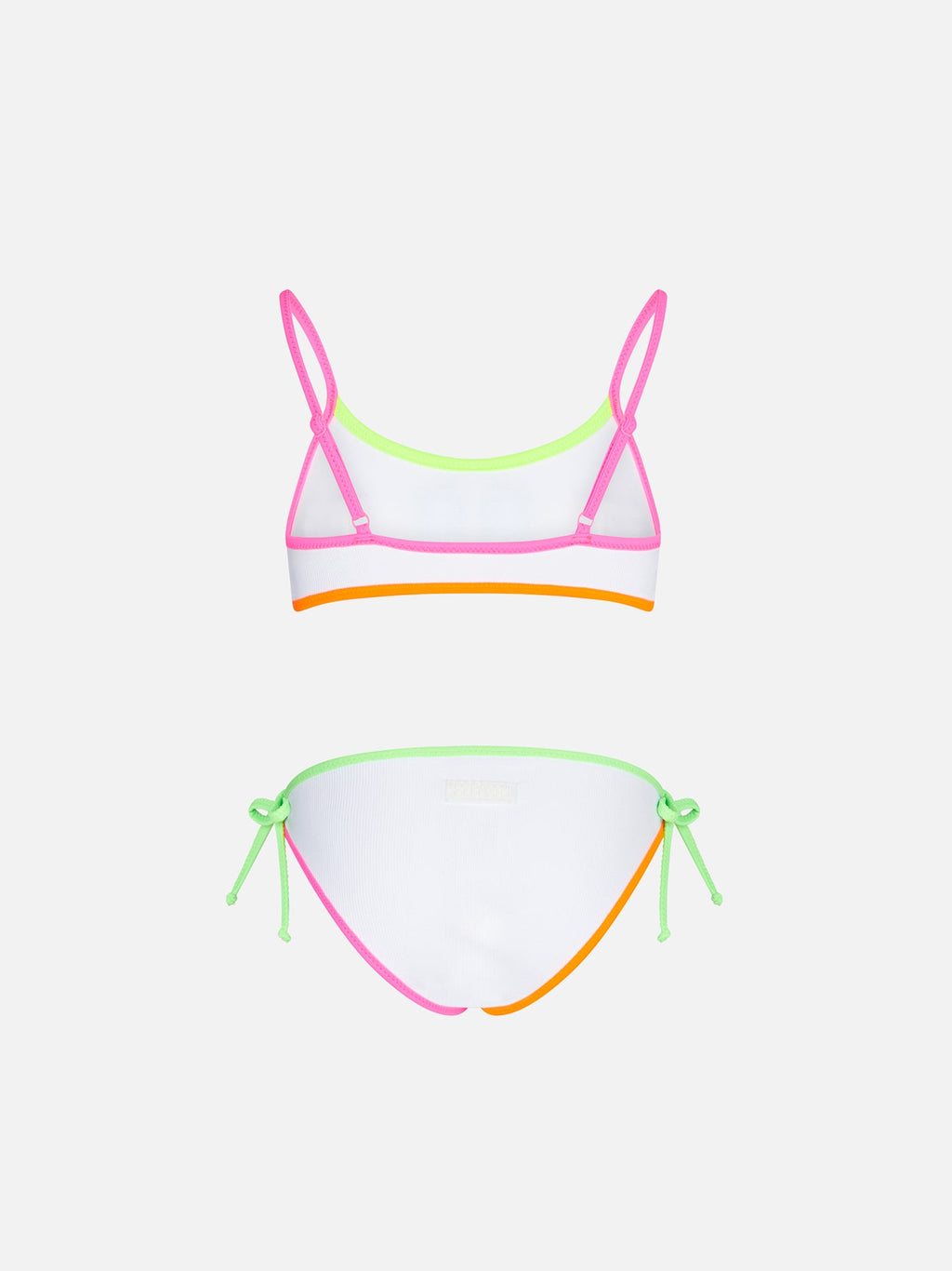 Bikini bralette string Jaiden bianco a costine con ricamo logo