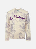 Maglia Princess bianca con stampa montagne viola e ricamo La Montagne