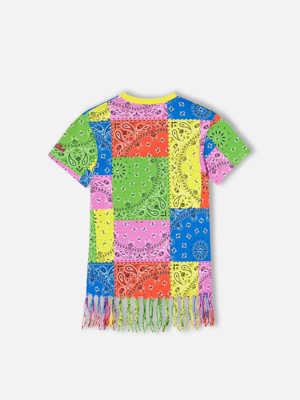 Abito corto Abbey con stampa bandana e frange