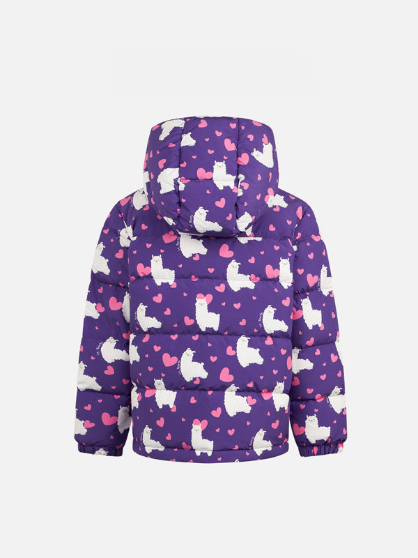 Piumino Geneve Jr lilla con cappuccio e stampa alpaca e product image 2
