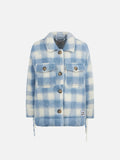 Overshirt Marceline Jr azzurro a quadri con frange