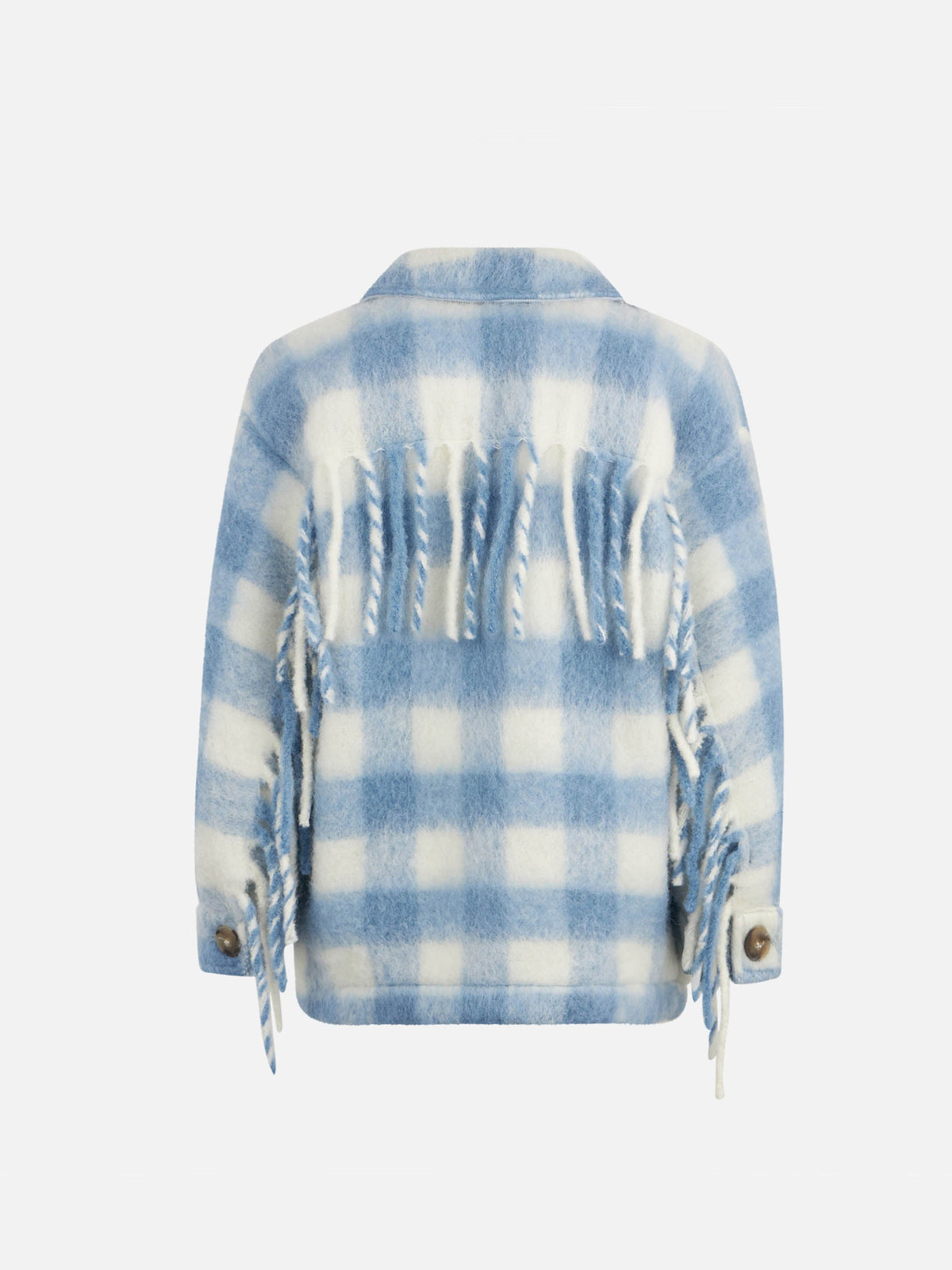 Overshirt Marceline Jr azzurro a quadri con frange
