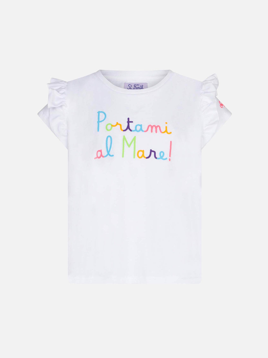 T-shirt da bambina con balza e ricamo Portami al Mare product image 1