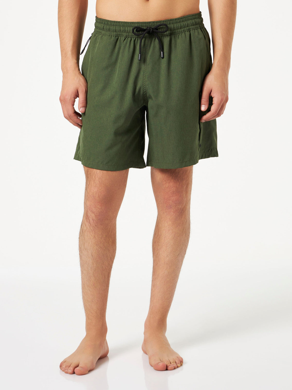 Costume mare Comfort Travel verde militare con ricamo palma