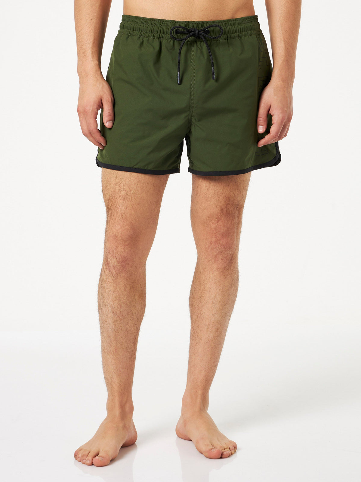 Costume mare Alphaclub verde militare con logo laterale a contrasto