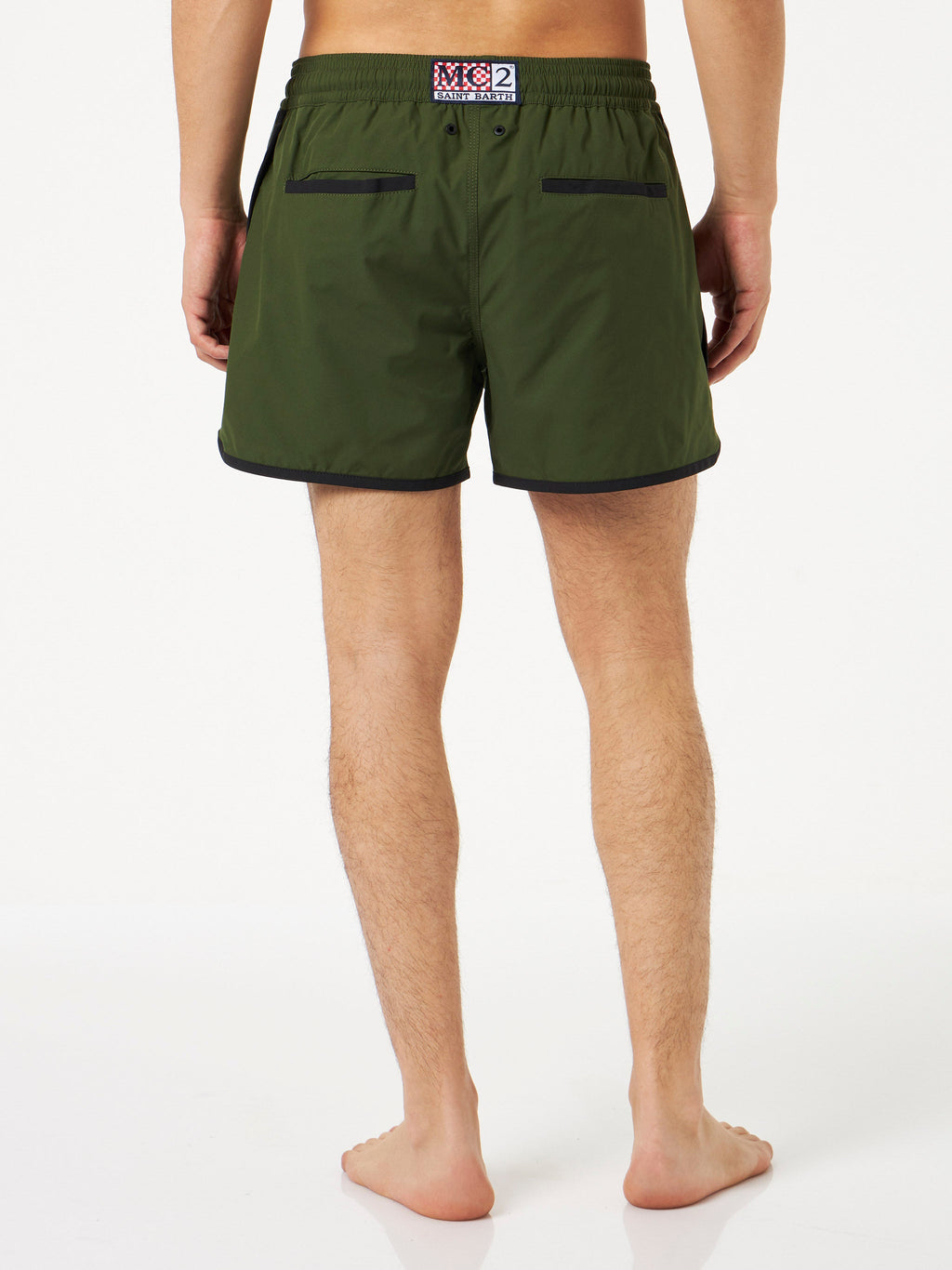 Costume mare Alphaclub verde militare con logo laterale a contrasto