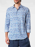 Camicia Sikelia bianca in mussola con stampa foglie dipinte product image 1