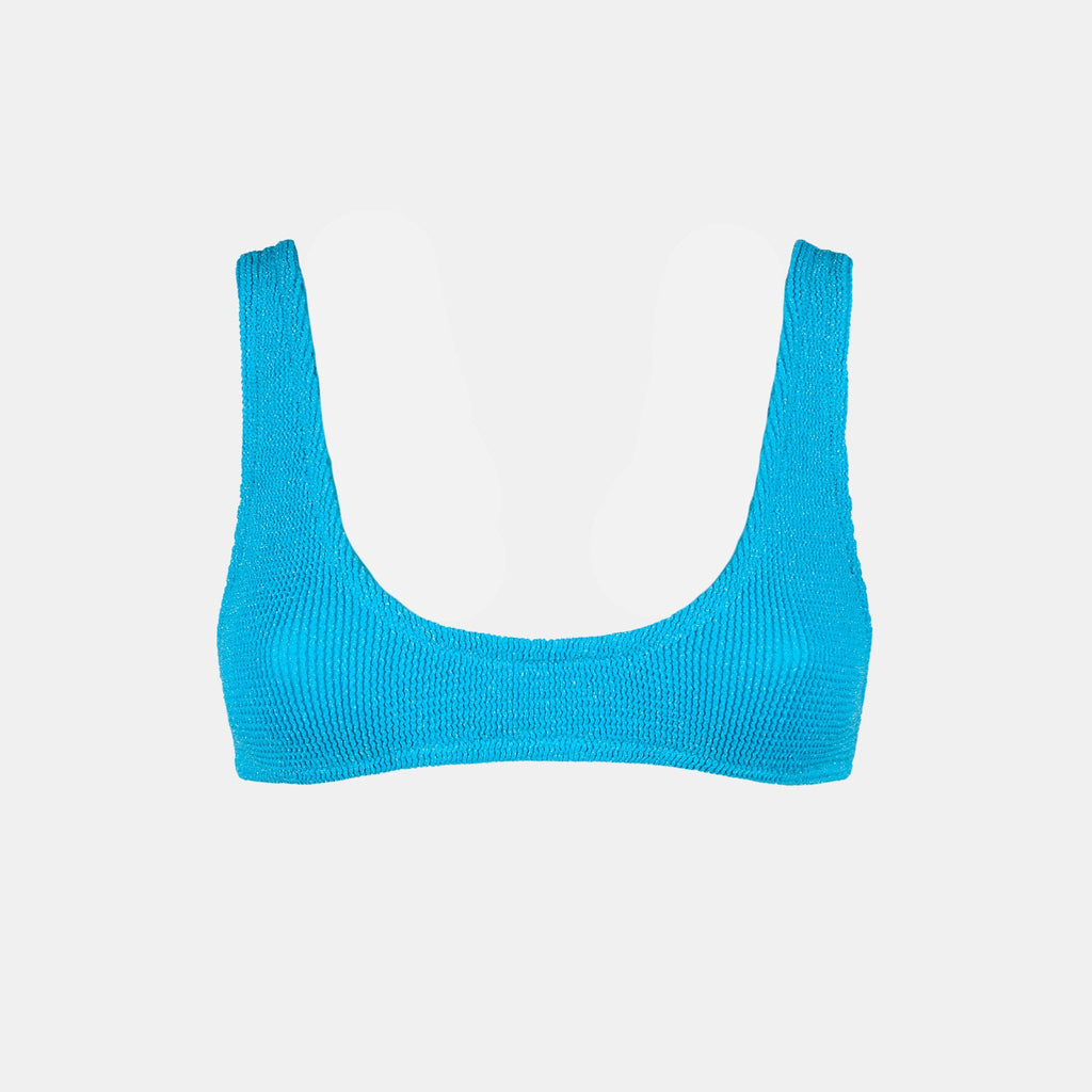 Top bikini Pamy azzurro in lurex crinkle