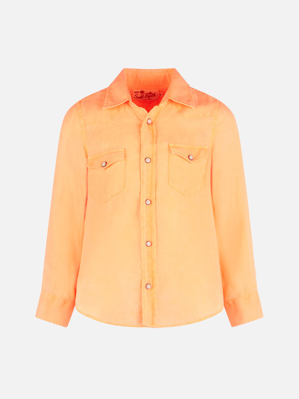 Camicia western Greg Jr arancione fluo in lino product image 1