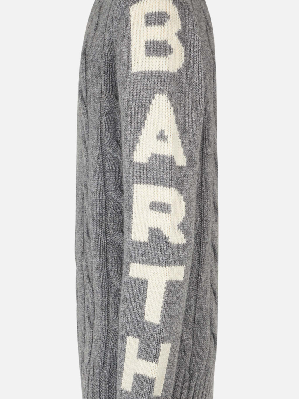 Maglia Bergen grigio melange a trecce con jacquard logo