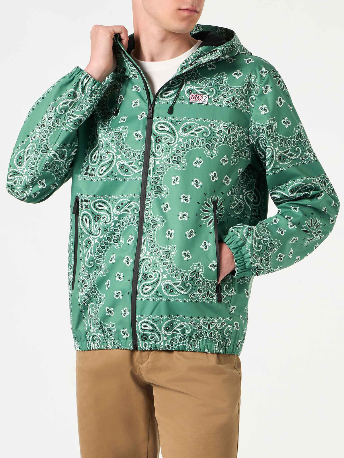 Giacca Kauris con cappuccio e stampa bandana verde militare product image 1