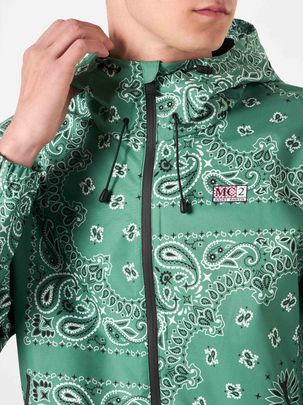 Giacca Kauris con cappuccio e stampa bandana verde militare product image 2