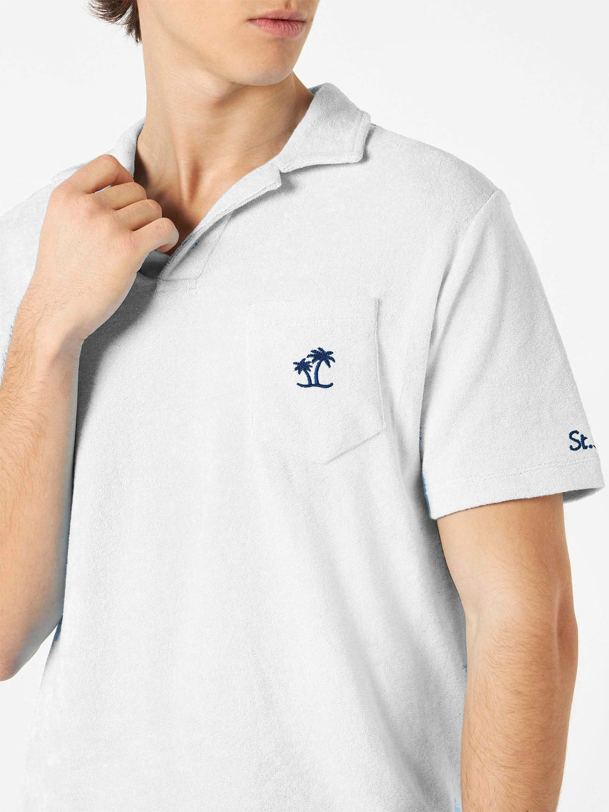 Polo Jeremy bianca in spugna con ricamo palma product image 2