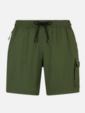 Costume mare Comfort Travel verde militare con ricamo palma