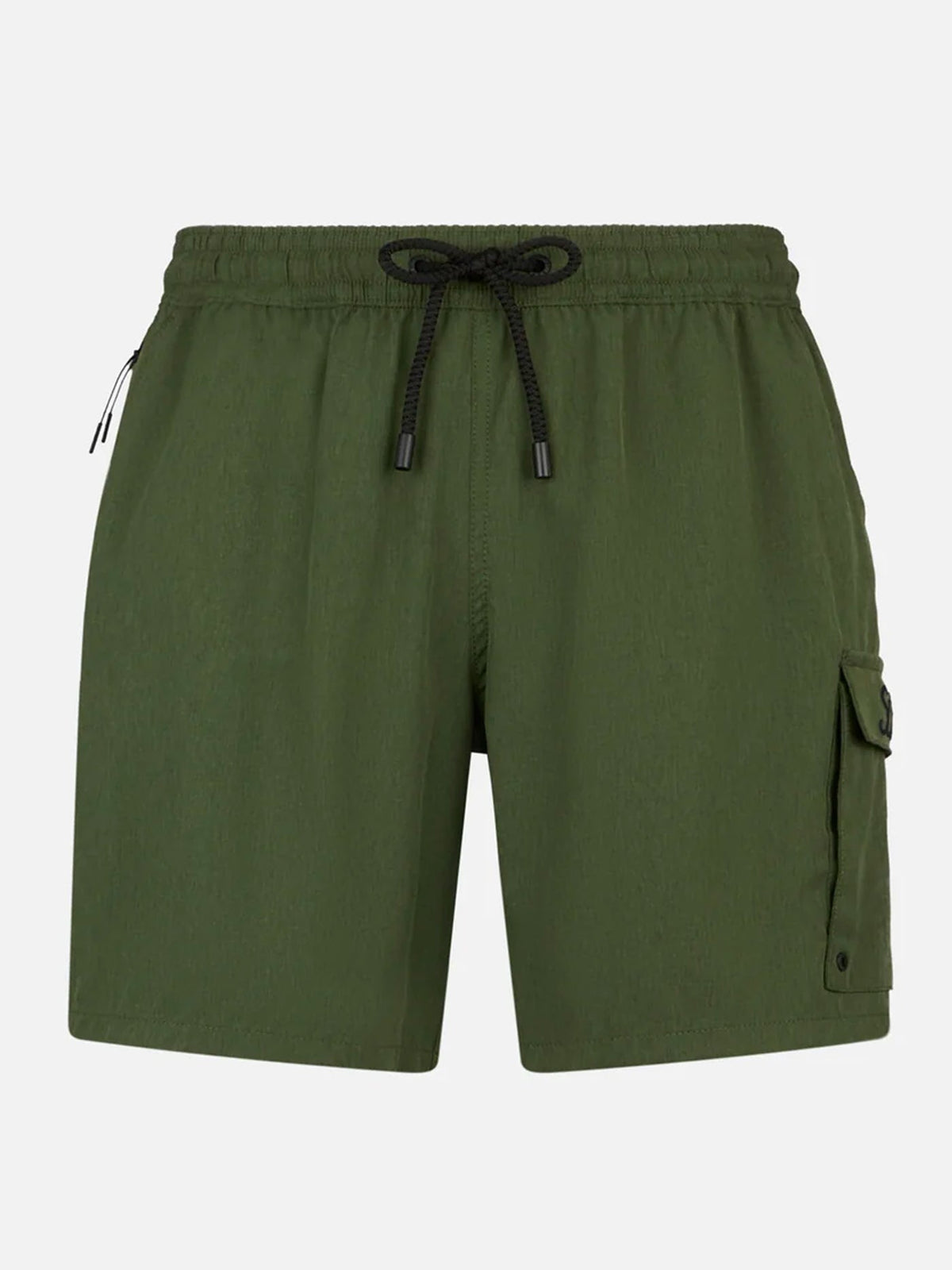 Costume mare Comfort Travel verde militare con ricamo palma