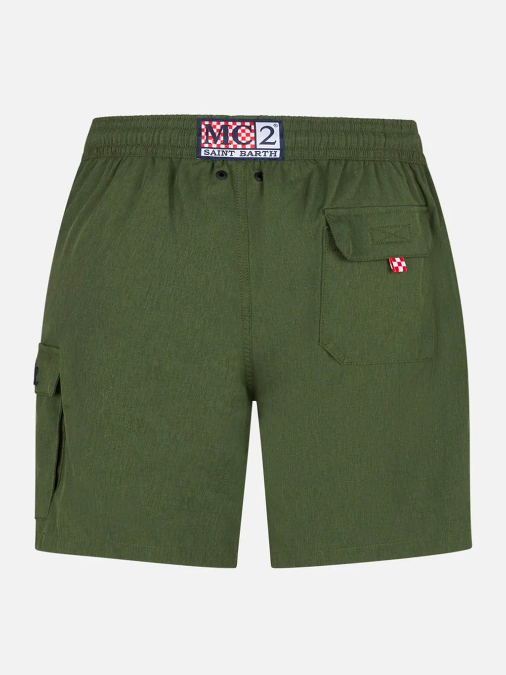 Costume mare Comfort Travel verde militare con ricamo palma