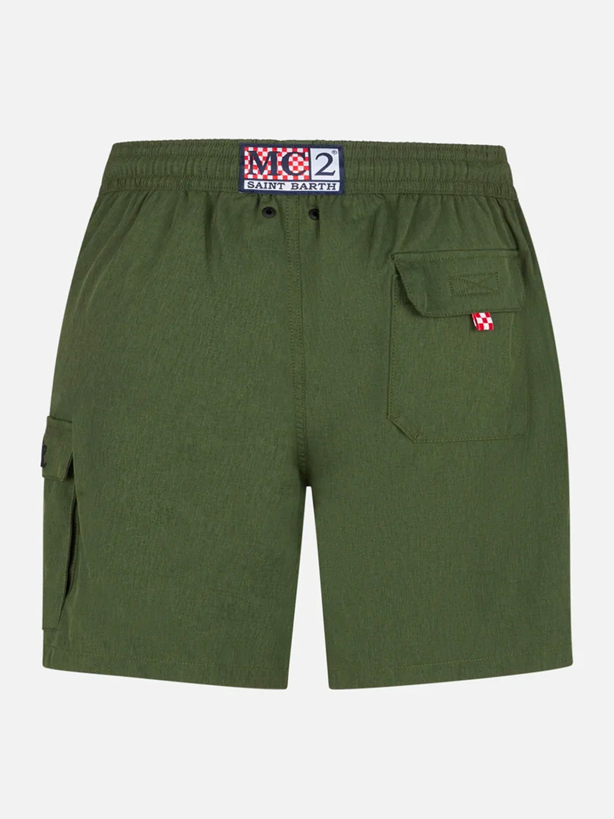 Costume mare Comfort Travel verde militare con ricamo palma