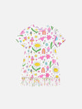 Abito corto Abbey bianco con stampe e charm