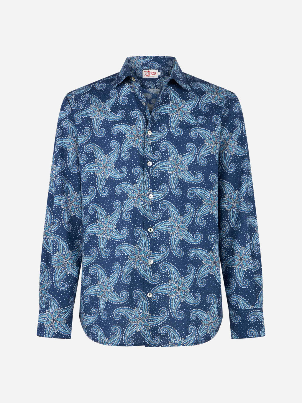 Camicia Sikelia blu navy in mussola con stampa paisley product image 4