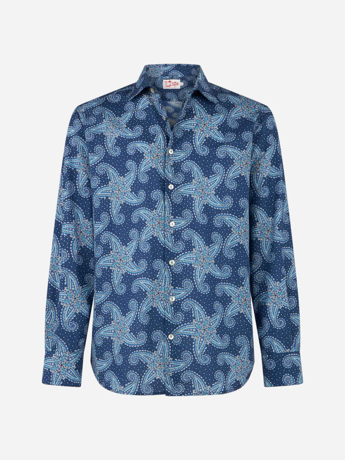 Camicia Sikelia blu navy in mussola con stampa paisley product image 4