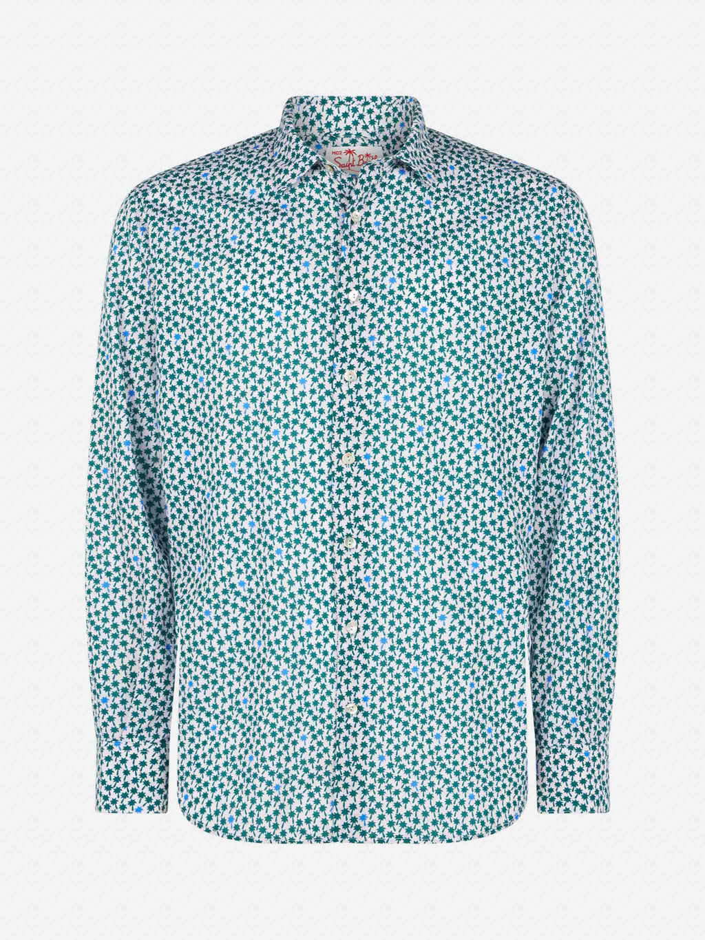 Camicia Sikelia rosa in mussola con motivo micro palme product image 4