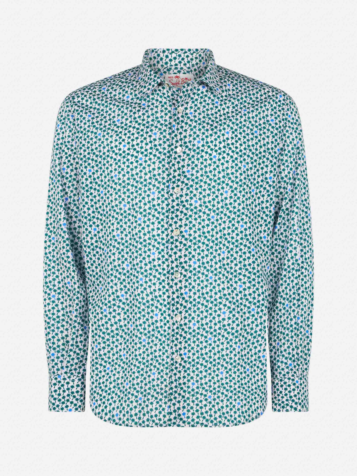 Camicia Sikelia rosa in mussola con motivo micro palme product image 4