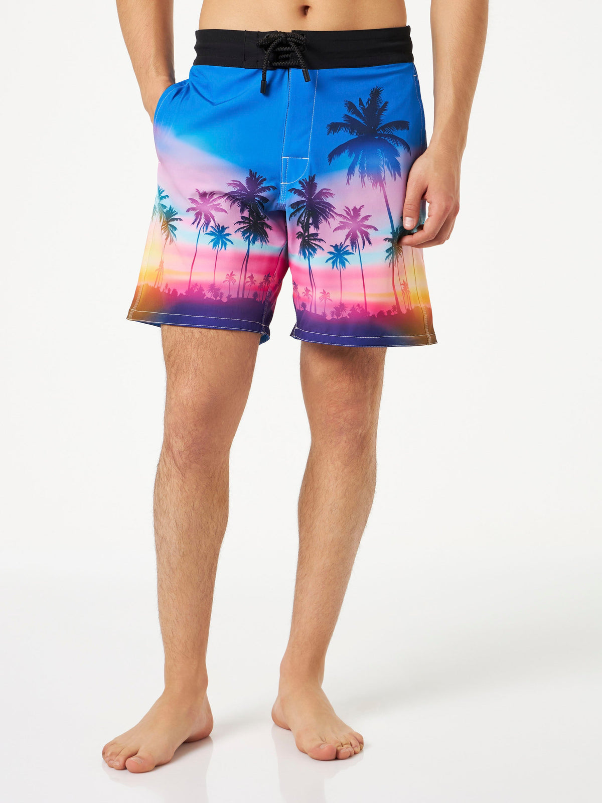 Costume mare Comfort Surf con motivo palme fluo