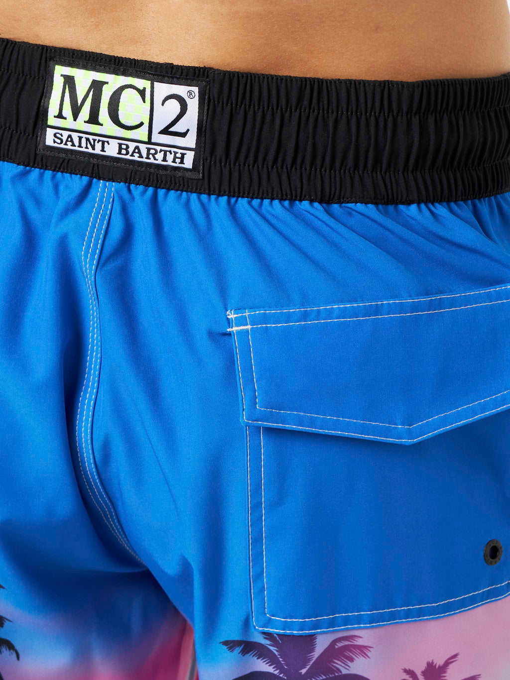 Costume mare Comfort Surf con motivo palme fluo