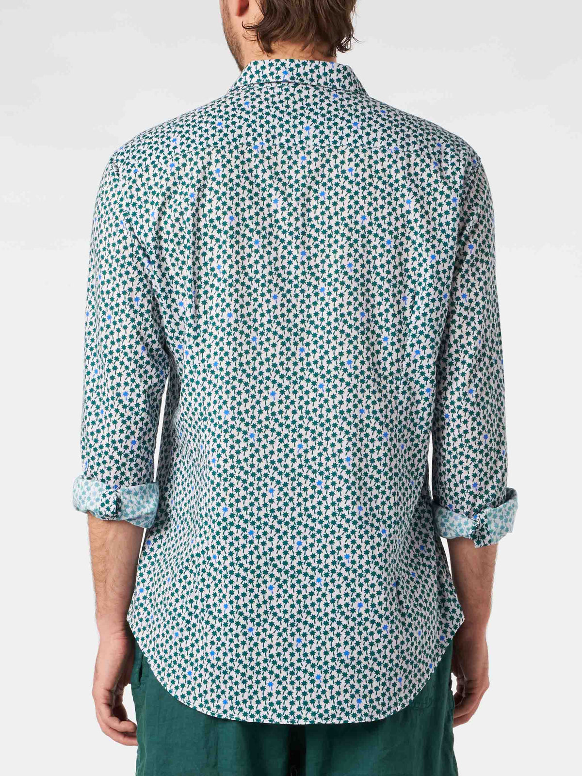 Camicia Sikelia rosa in mussola con motivo micro palme product image 2