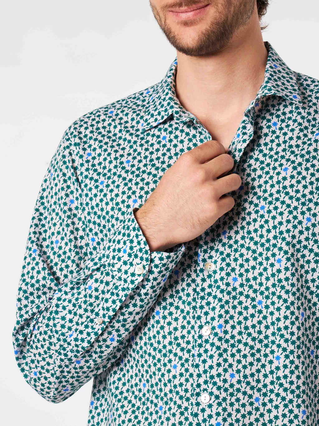 Camicia Sikelia rosa in mussola con motivo micro palme product image 3